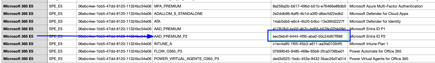 Microsoft Licenses csv