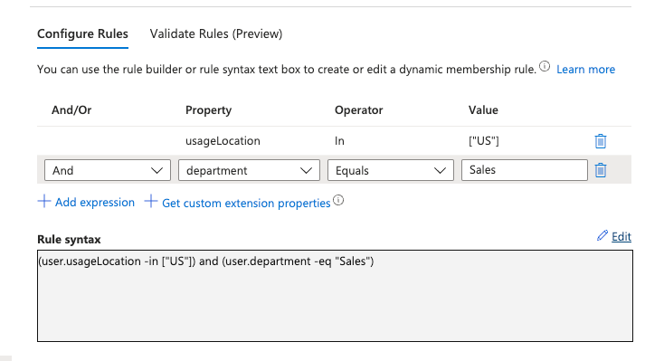 Microsoft 365 Dynamic Group Rule UI