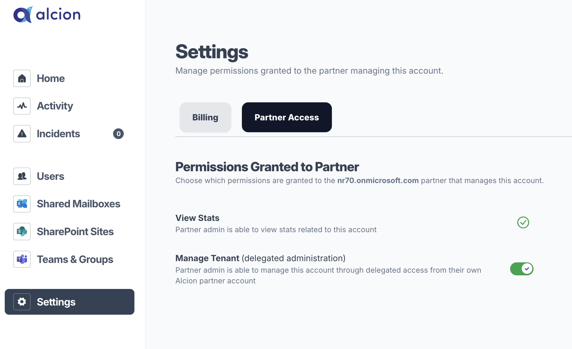 Partner delegated permissions management