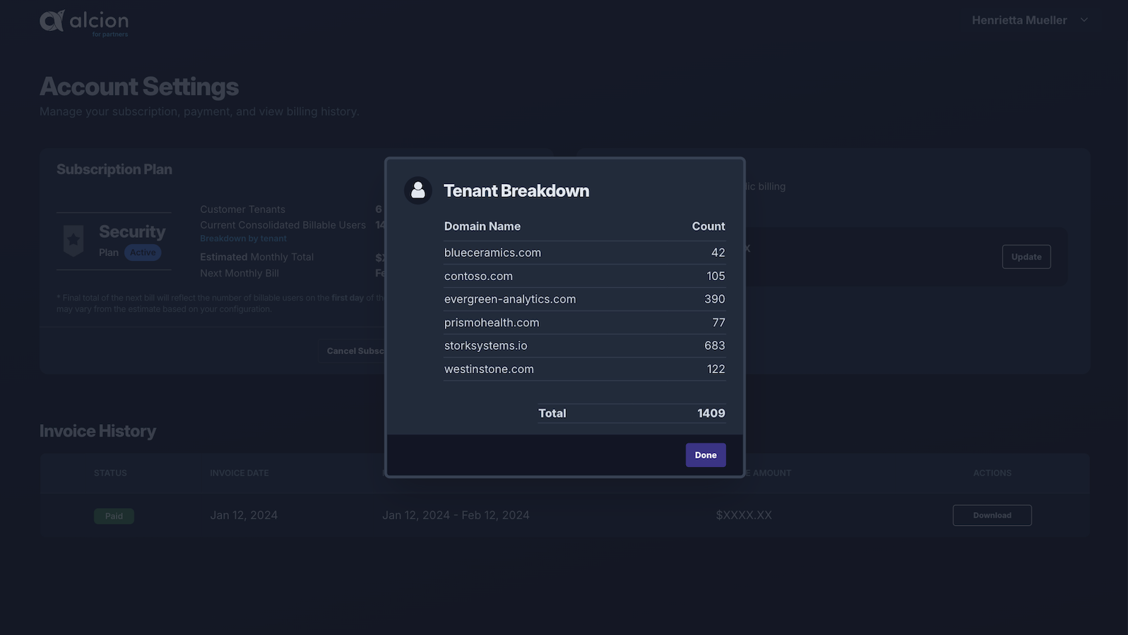 Alcion partners billing breakdown