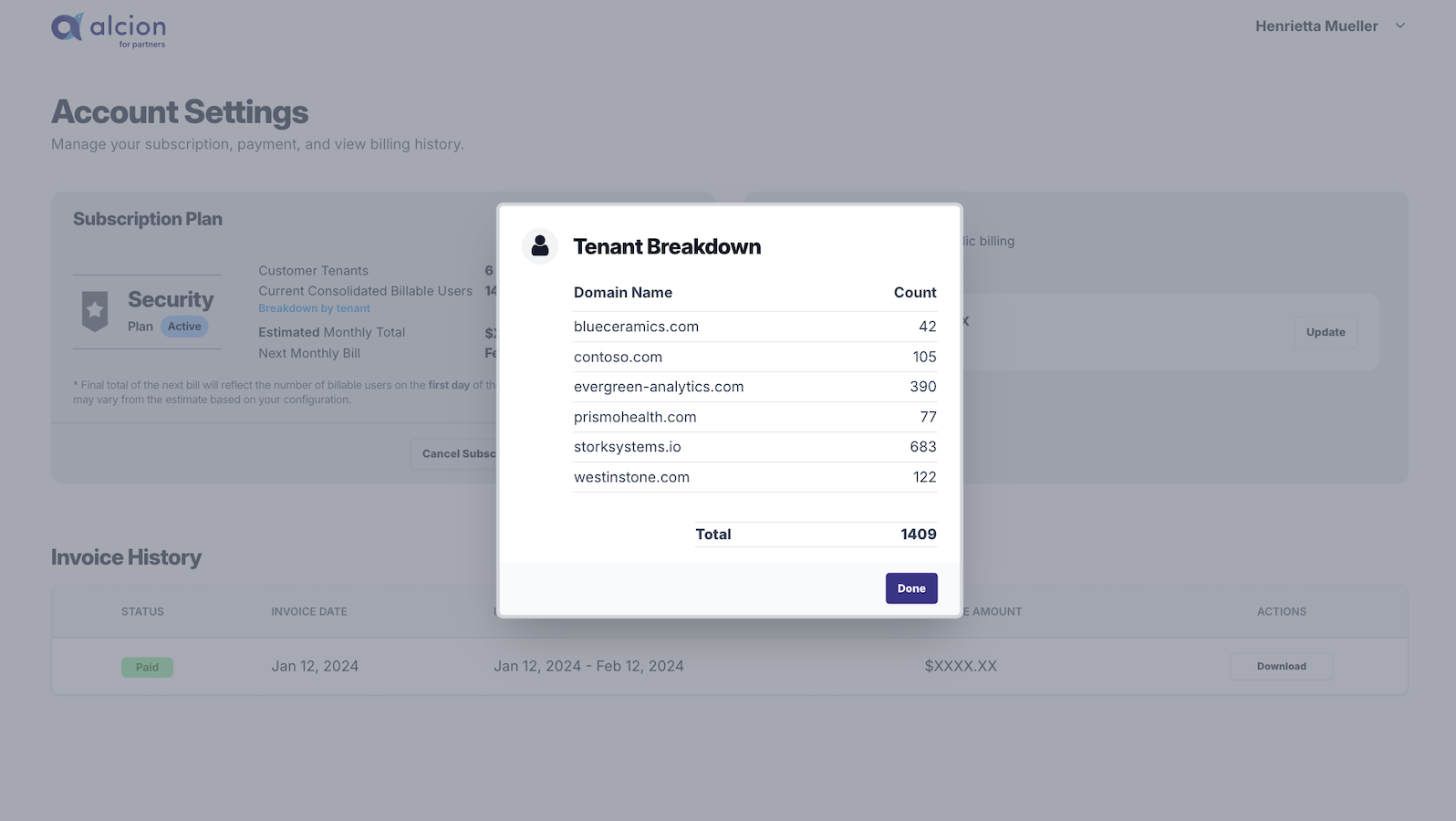 Alcion partners billing breakdown